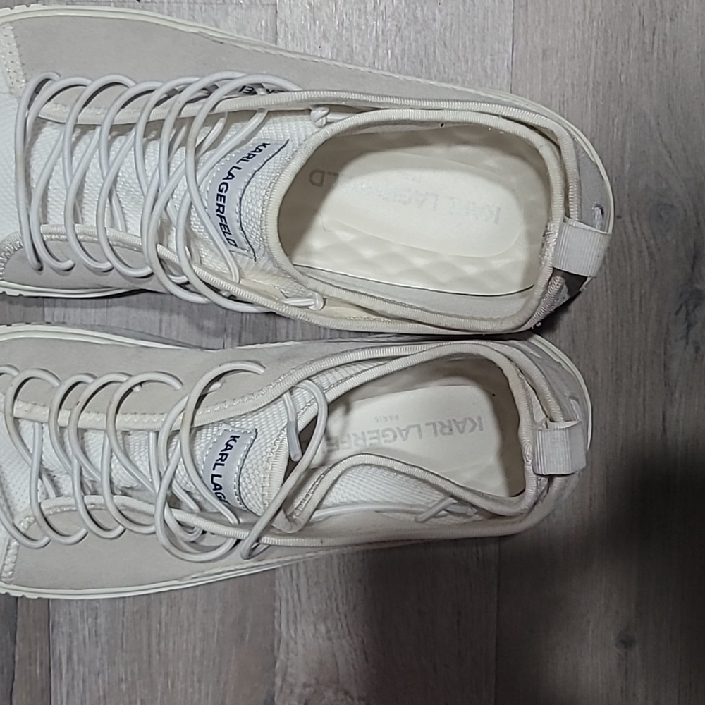 Karl Lagerfeld Off-White Suede Sneakers Size 11 Men's - Picture 5 of 8